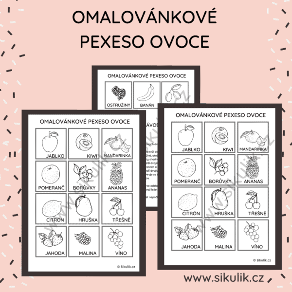 Omalovánkové pexeso OVOCE