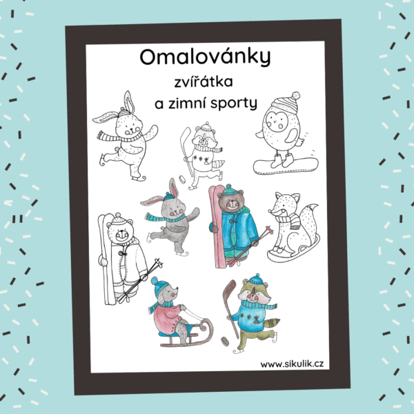 Omalovánky zvířátka a zimní sporty