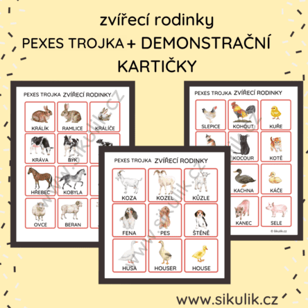 PEXES TROJKA+ DEMONSTRAČNÍ KARTIČKY ZVÍŘECÍ RODINKY