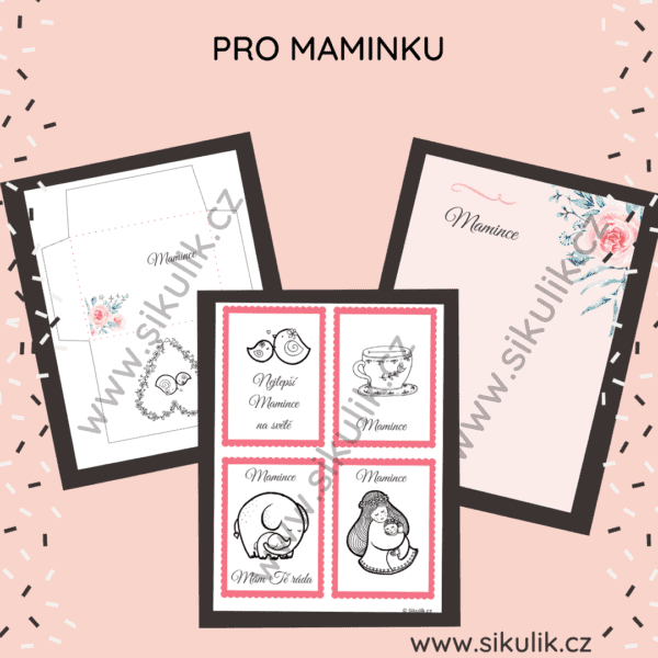 Omalovánkové pohlednice + dopis pro maminku
