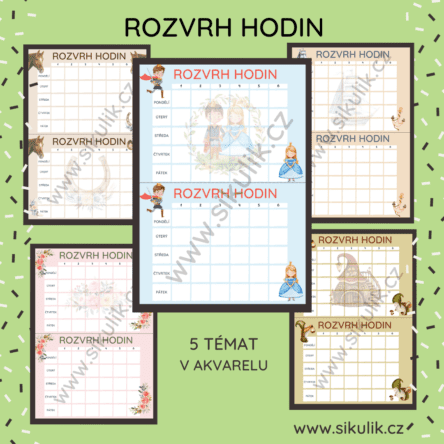 Rozvrh hodin barevný