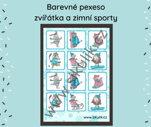 Barevné zimní pexeso pro nejmenší