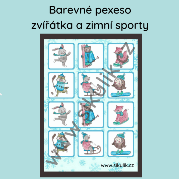 Barevné zimní pexeso pro nejmenší