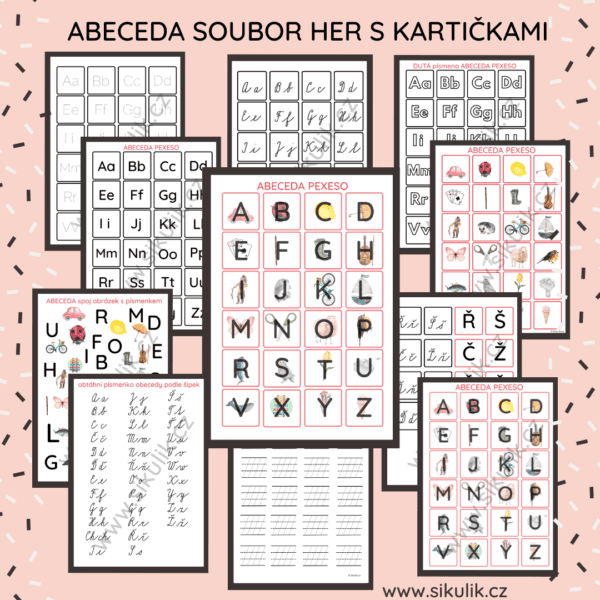 ABECEDA SOUBOR HER S PÍSMENKY A OBRÁZKY +(DUTÁ PÍSMENA, SPRÁVNÉ TAHY)