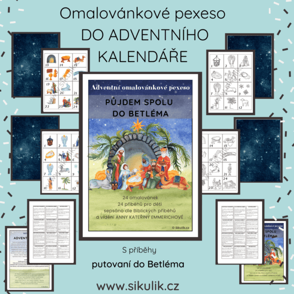Adventní omalovánkové pexeso s příběhy PŮJDEM SPOLU DO BETLÉMA