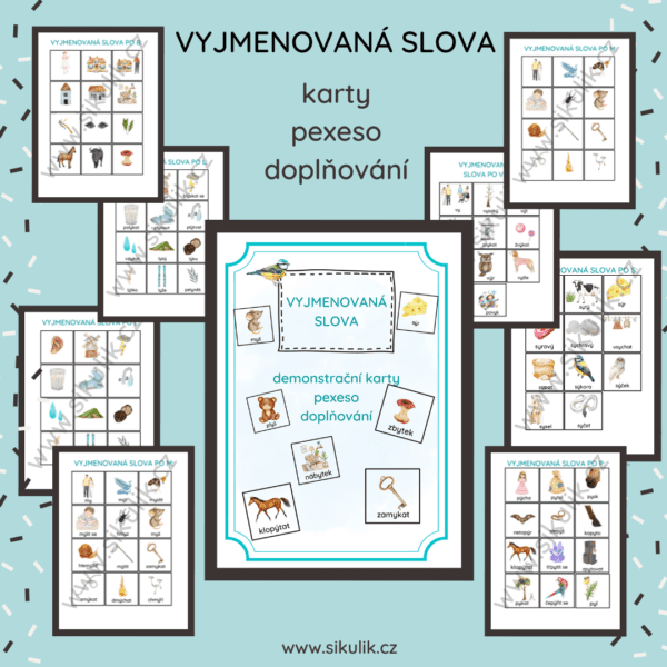 VYJMENOVANÁ SLOVA kartičky pexeso doplňování