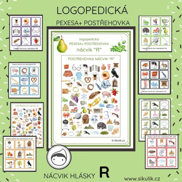 Logopedická pexesa + postřehovka NÁCVIK HLÁSKY R