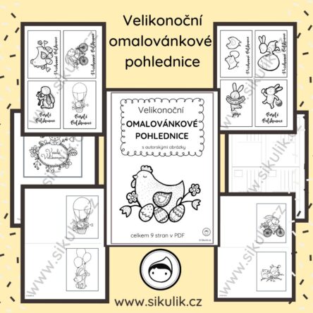 VELIKONOČNÍ omalovánkové pohlednice