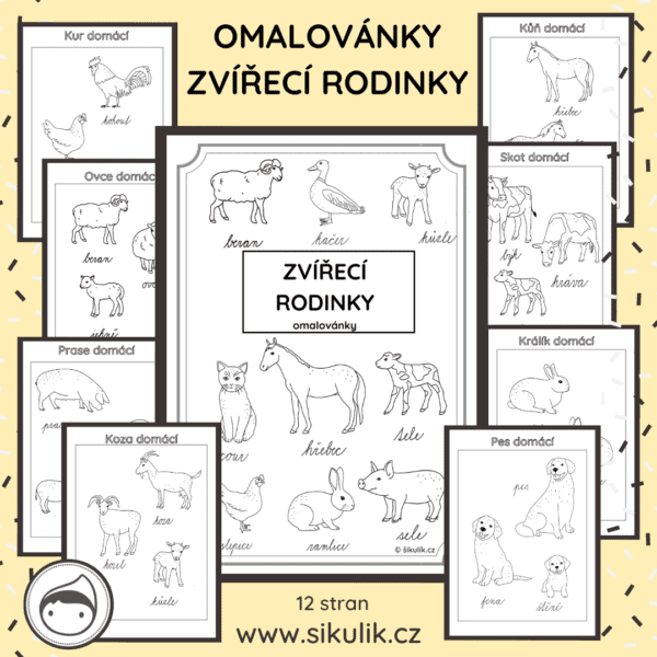 Omalovánky zvířecí rodinky
