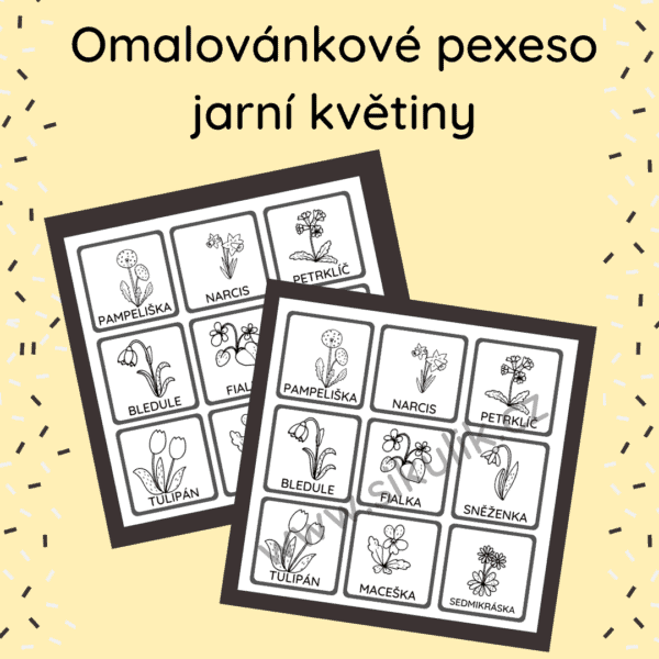 Omalovánkové pexeso jarní květiny