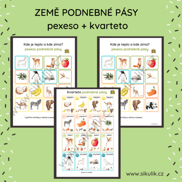 Země podnebné pásy PEXESO + KVARTETO
