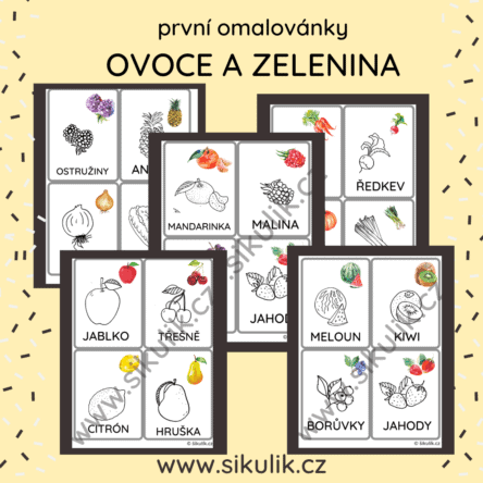 První omalovánky ovoce a zelenina