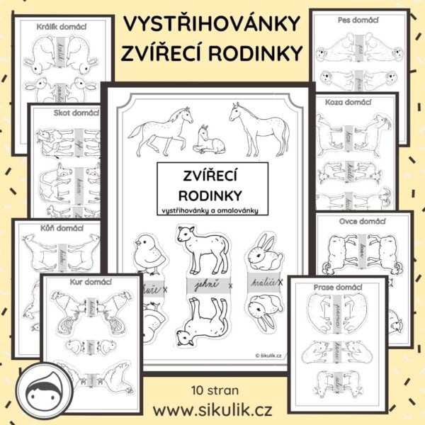 Vystřihovánky a omalovánky zvířátka ze statku (rodinky)