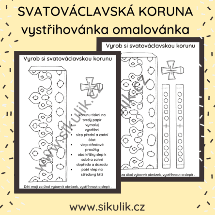 Omalovánka+ vystřihovánka SVATOVÁCLAVSKÁ KORUNA