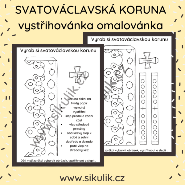 Omalovánka+ vystřihovánka SVATOVÁCLAVSKÁ KORUNA