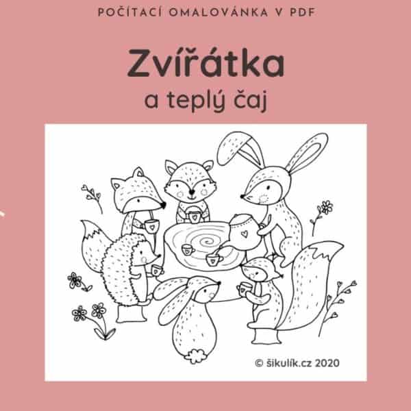 Omalovánka teplý čaj se zvířátky
