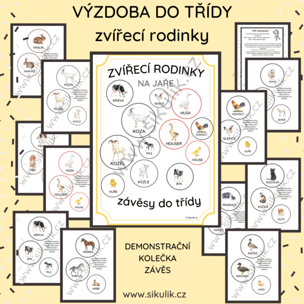 ZVÍŘECÍ RODINKY DEMONSTRAČNÍ KOLEČKA ZÁVĚS