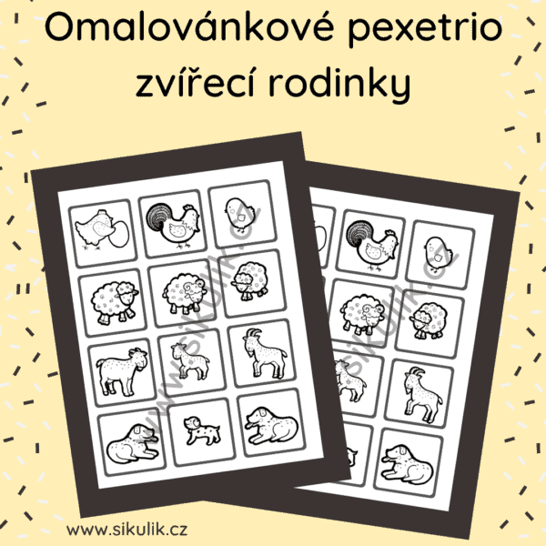 Omalovánkové pexestrio jarní zvířátka